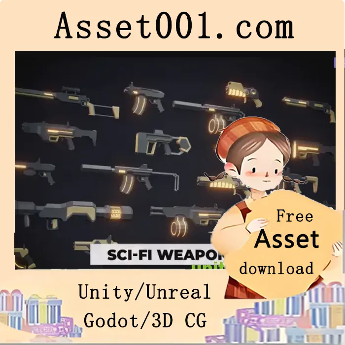 低多边形科幻武器包：打造沉浸式场景的完整资源|Sci-Fi Weapons Low Poly Pack