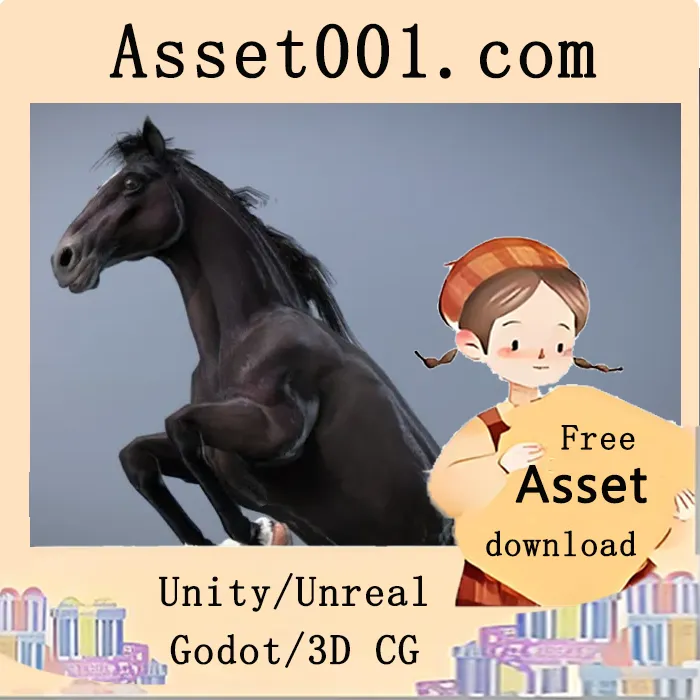 Unity引擎中如何高效创建和优化动态动物角色示例|Horse — Spanish Mustang ( Black )