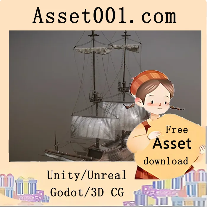 Unity引擎中的中型荷兰船只模型应用示例|Dutch Ship Medium