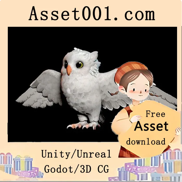 低多边形逼真 owl 模型展示|Realistic Owl low-poly