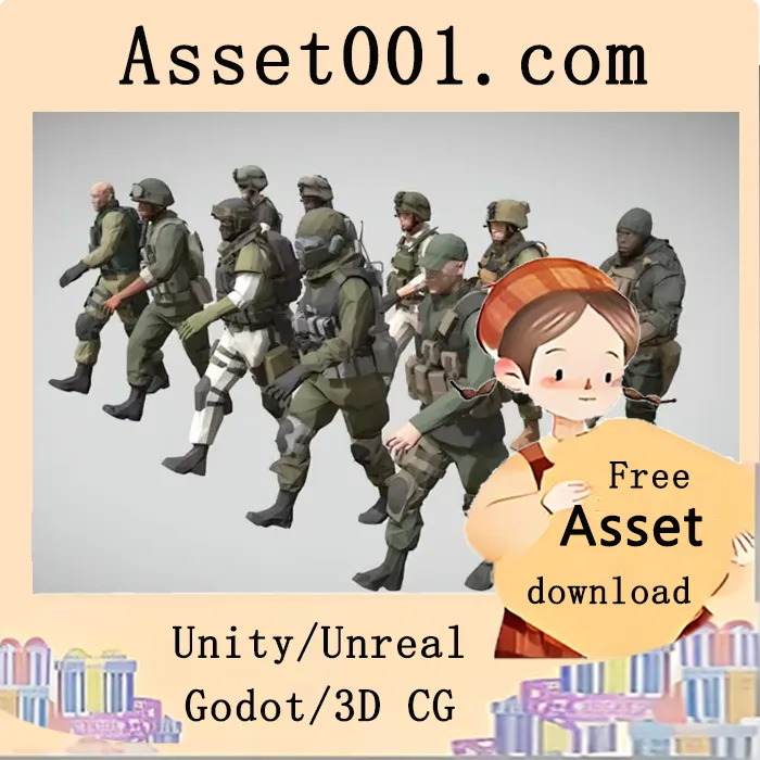 低多边形陆军士兵角色包（动画版）|Low Poly Army Man Character Pack Animated