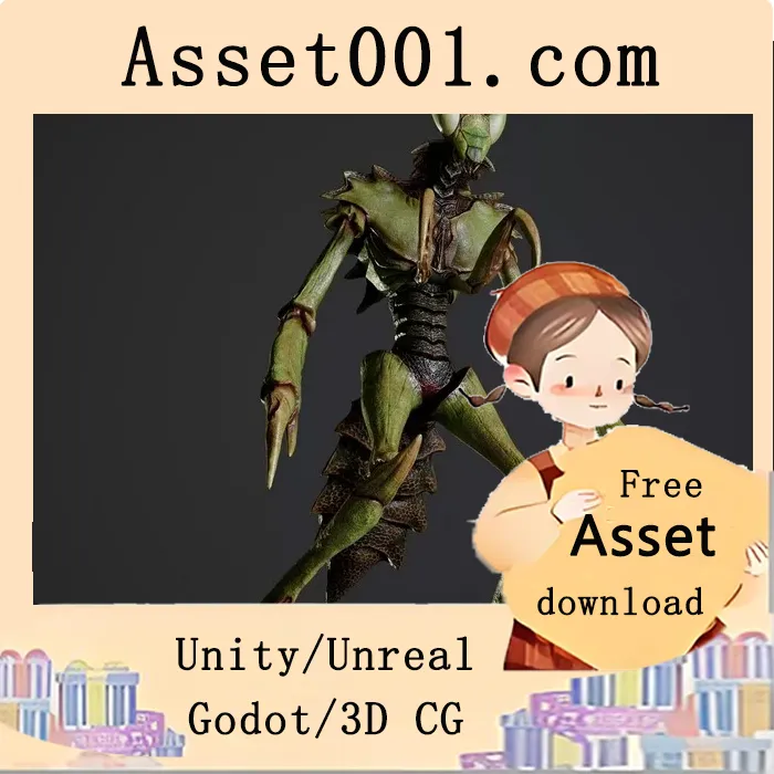 低多边形外星昆虫类人形3D角色模型|Insectoid Alien Humanoid 3D Character low-poly