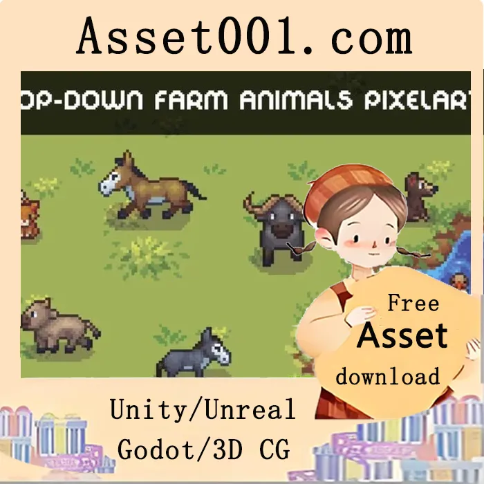 Top-Down Village Farm Animals Sprite Sheet