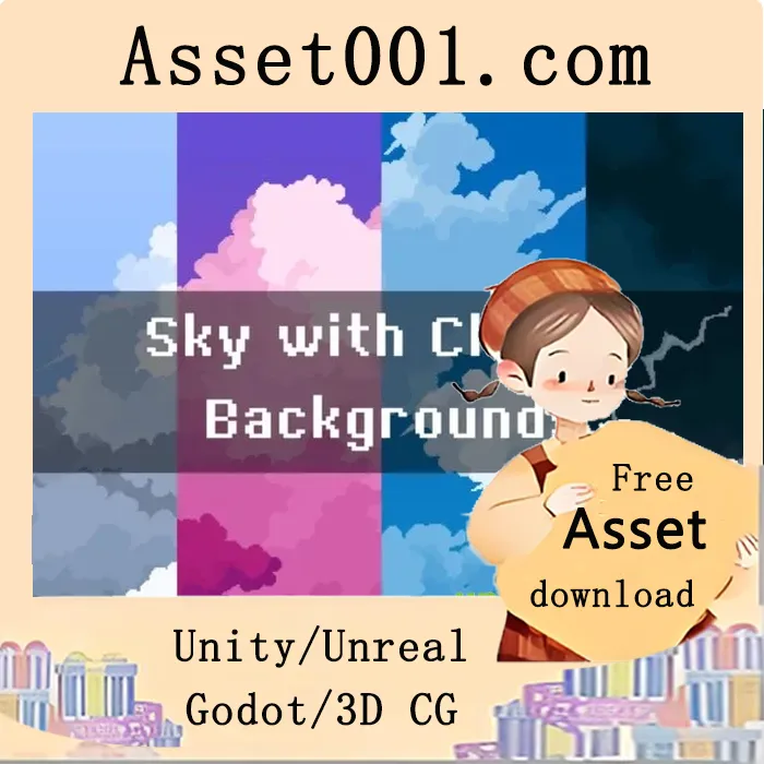 Sky with Clouds Pixel Art Backgrounds Pack 3