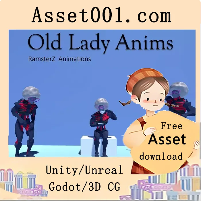 Unity资产包：老奶奶角色完整动画集（69个动画）|Old Lady Anims v1.0