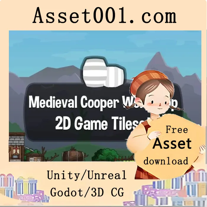 中世纪木匠工坊2D游戏瓷砖集介绍|Medieval Cooper Workshop 2D Game Tileset