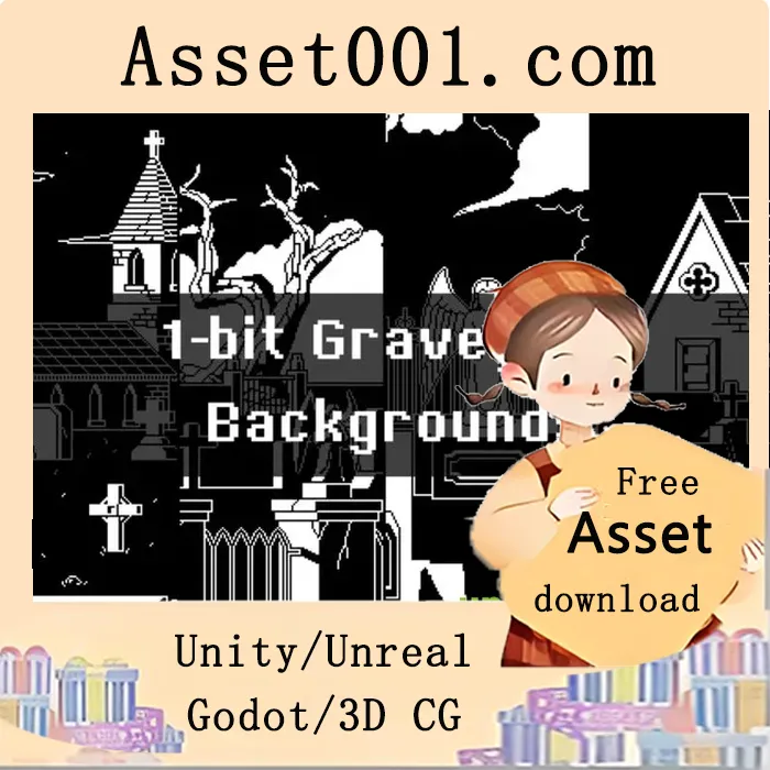 1-bit Graveyard Pixel Art Backgrounds