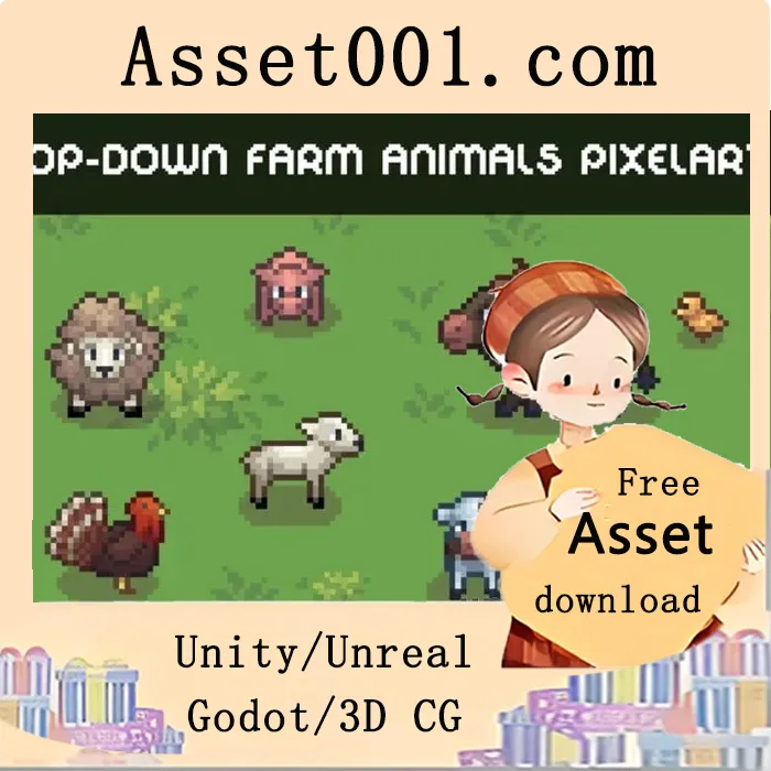 Top-Down Animals Farm Pixel Art Sprites