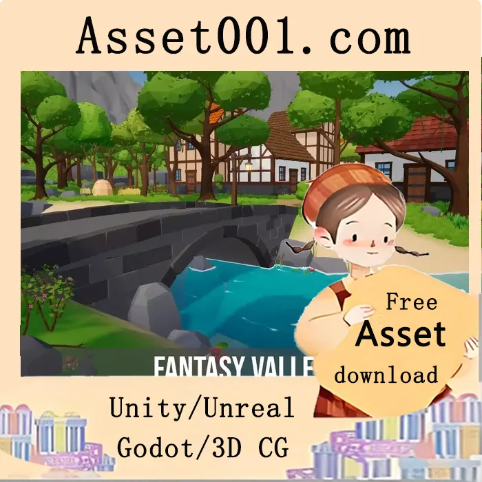 Low Poly Fantasy Valley with Village v1.02 Low Poly Fantasy Valley with Village v1.02