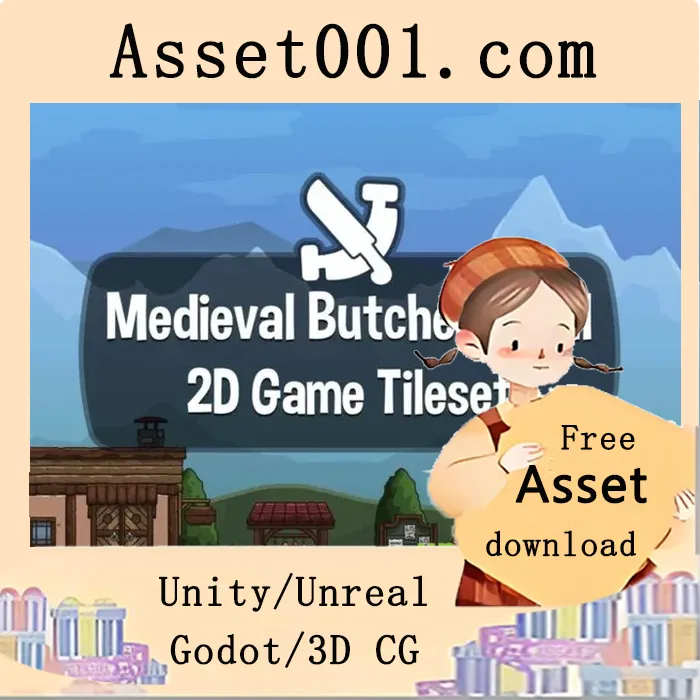 Cartoon Medieval Butcher Stall – 2D Tileset