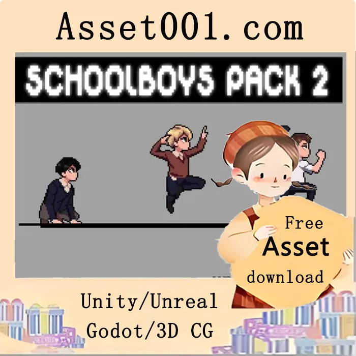 Anime Schoolboys Pixel Art Character Sprite Sheet Pack 2