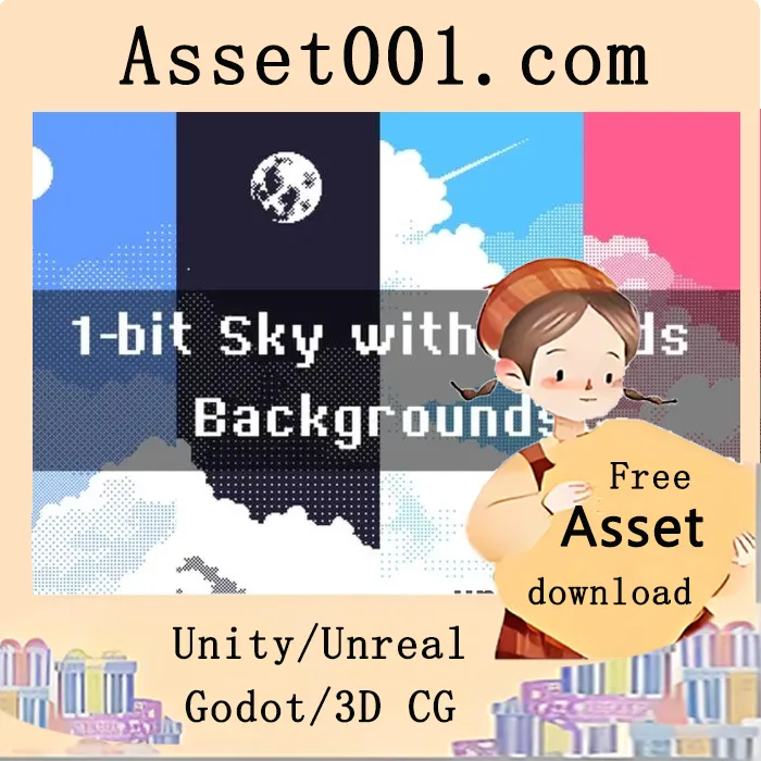 1-bit Sky and Clouds Pixel Backgrounds