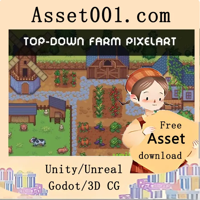 Top-Down Farm with Animals Pixel Art Asset Pack