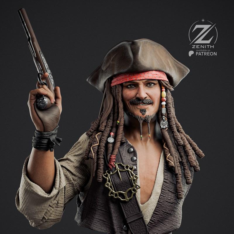 zenith工作室 约克·斯巴罗 3D打印模型|Zenith Studios – Jack Sparrow Bust – 3D Print Model STL