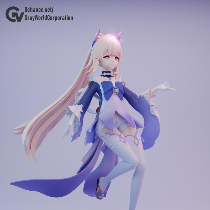 灰世科技 - 墨影 - 三民模型|Gray World Corp – Sangonomiya Kokomi. Genshin Impact – 3D Print Model STL