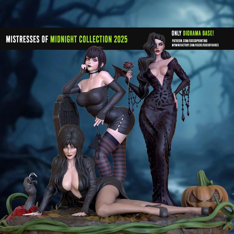 Diorama 3D打印模型：午夜女主人角色收藏|OXO3D Figures – Mistress Of Midnight Collection Diorama – 3D Print Model STL