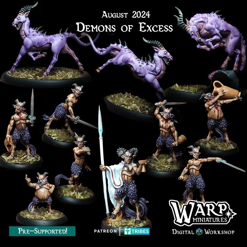 过剩之恶魔 3D打印模型包|Warp Miniatures – Demons of Excess Pack – 3D Print Model STL