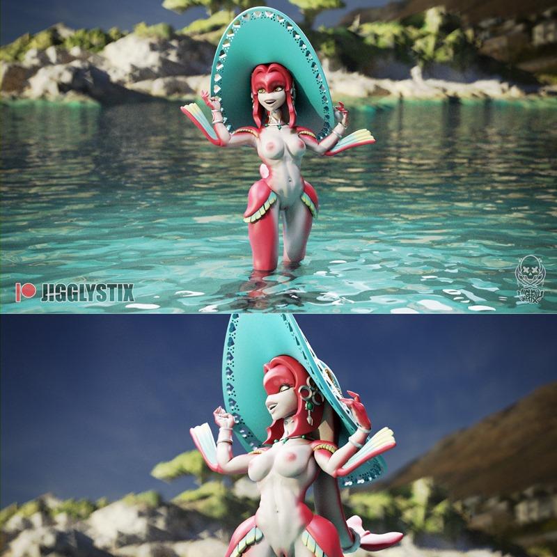 Jigglystix海滩时光小鱼女孩3D打印模型|Jigglystix – Beach Time Fish Girl – 3D Print Model STL