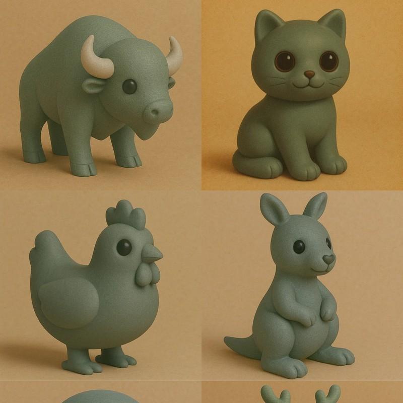 复古可爱动物——3D打印模型|Retro Cute Animals – 3D Print Model