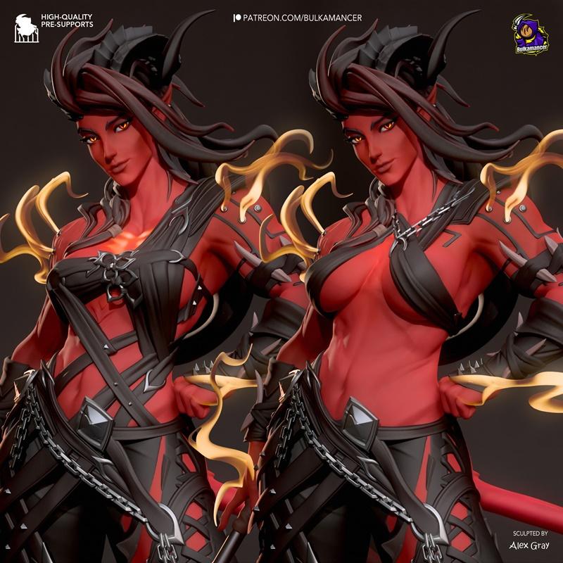 Bulkamancer雕刻作品——卡尔阿奇——《博德之门3》风格化角色3D打印模型|Bulkamancer Sculpts – Karlach – Stylized – Baldur’s Gate 3 – 3D Print Model STL