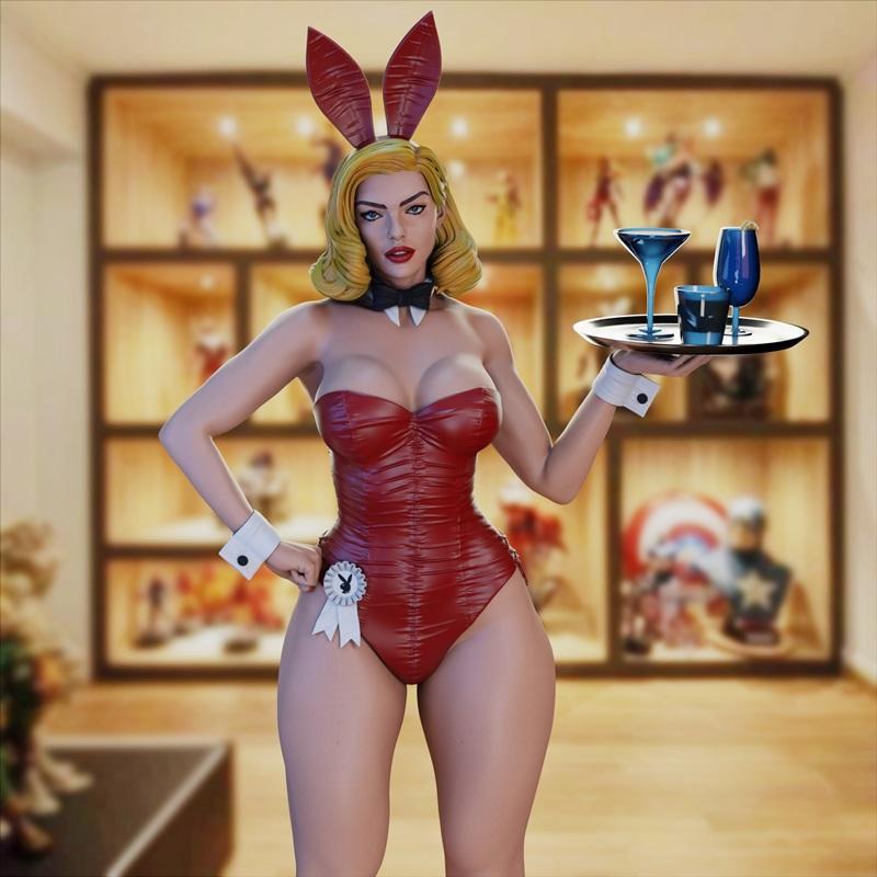BrunoArt3D 3D打印模型：经典玩乐兔服务员|BrunoArt3D – Classic Playboy Bunny Waitress – 3D Print Model STL