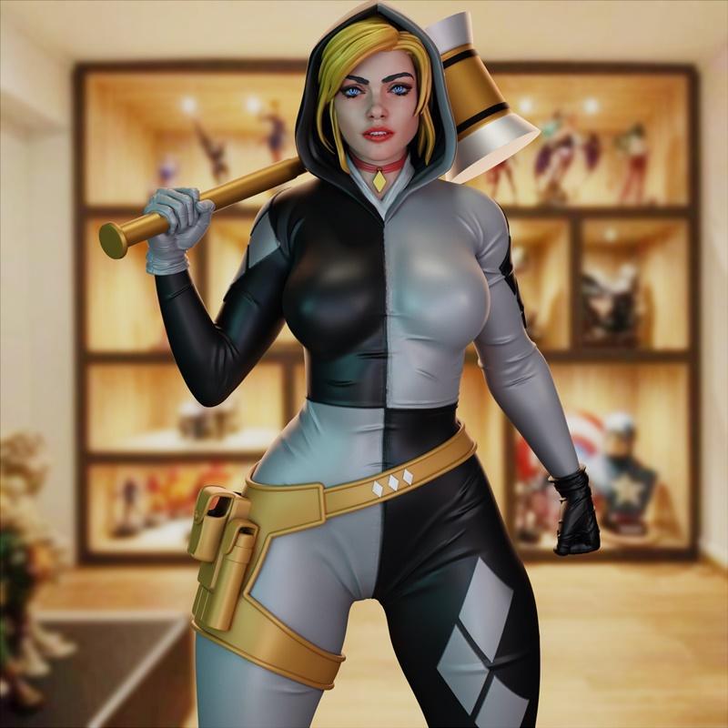 BrunoArt3D – 赫莉奎妮 3D打印模型|BrunoArt3D – DC – Harley Quinn – 3D Print Model STL