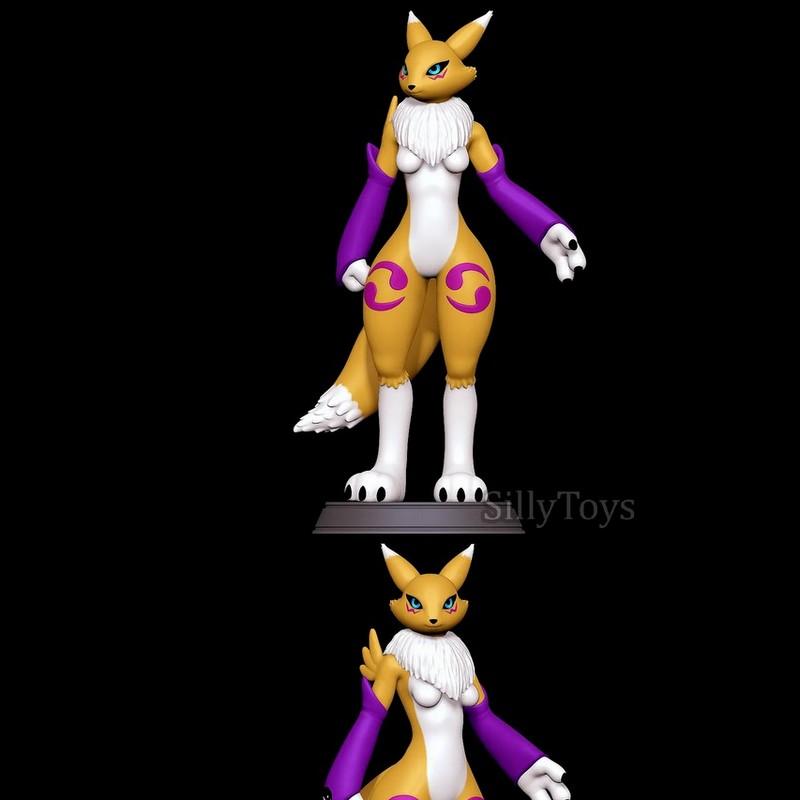 SillyToys 搭建的Digimon 3D打印模型：Renamon|SillyToys – Renamon Digimon – 3D Print Model