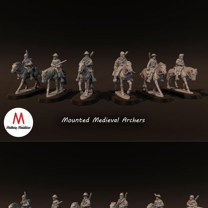 中世纪弓箭手3D打印模型|Mounted Medieval Archers – 3D Print Model STL