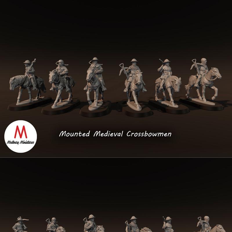 中世纪弩手3D打印模型|Mounted Medieval Crossbowmen – 3D Print Model STL