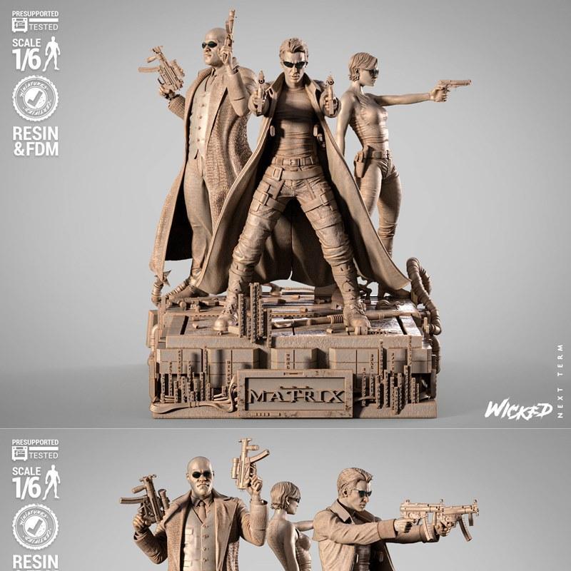 WICKED矩阵剧场 诺亚·三重奏 3D打印模型|WICKED – Matrix Diorama – Neo, Trinity & Morpheus – 3D Print Model STL