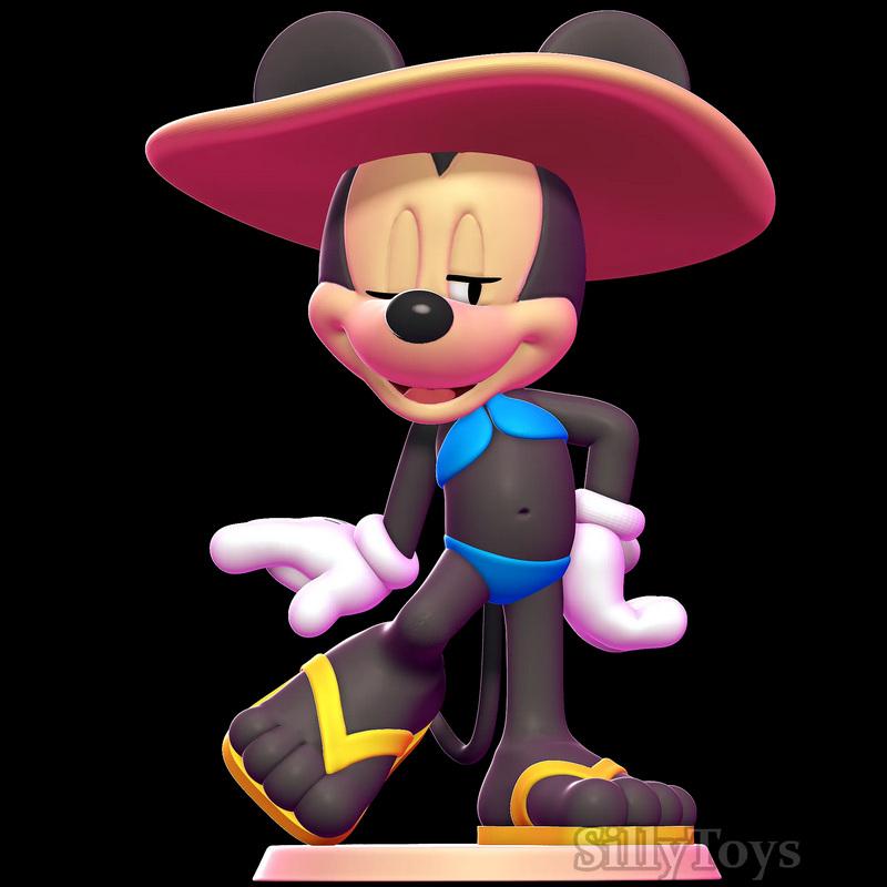 蓝裙米妮玩偶 3D打印模型|SillyToys – Minnie Mouse with Blue Bikini – 3D Print Model