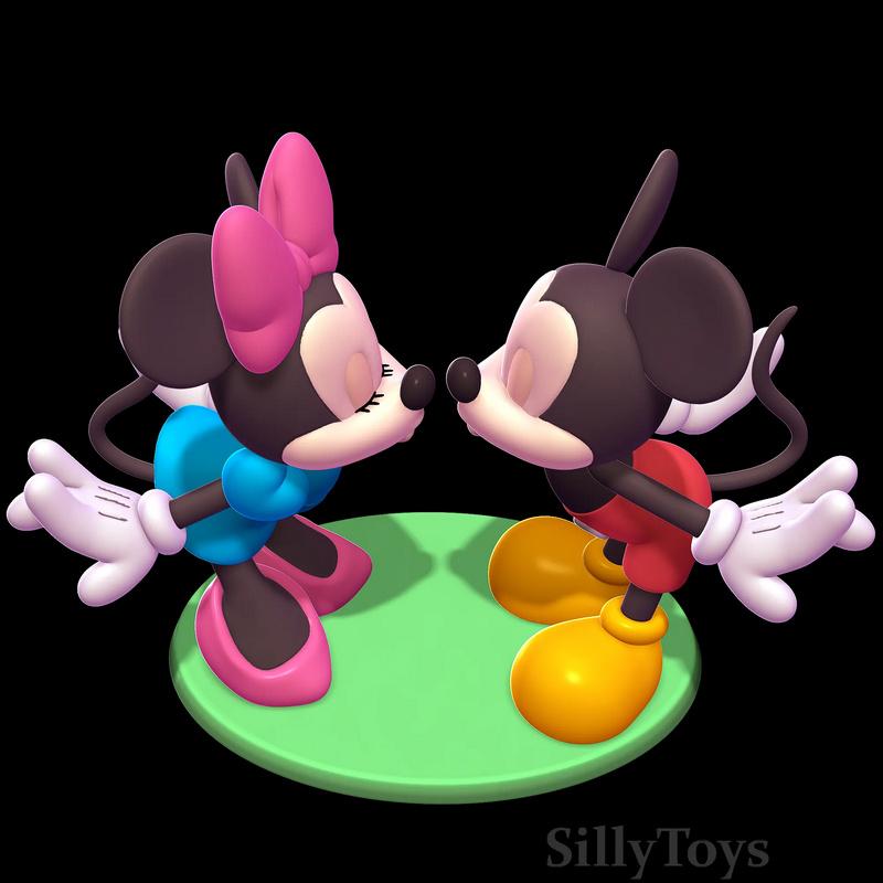 米奇米妮亲吻3D打印模型|SillyToys – Minnie Mouse and Mickey Mouse Kissing – 3D Print Model