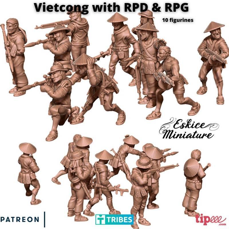 越南战争主题RPD与RPG武器3D打印模型|Vietcong with RPD & RPG – 3D Print Model STL