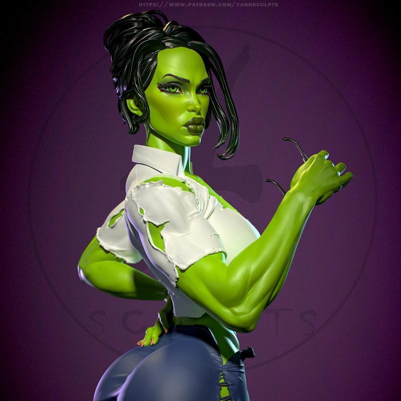 Yan-H工作室 She-Hulk 3D打印模型|Yan-H – Marvel – She-Hulk – 3D Print Model STL
