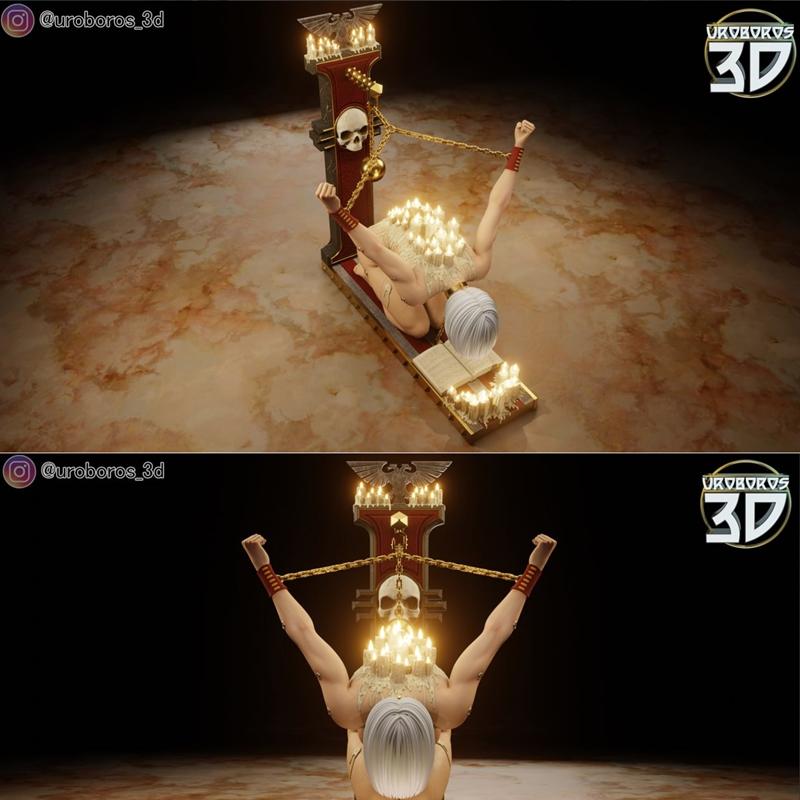 乌罗波斯3D——战锤40K异端少女模型|Uroboros3d – Heretic Girl – Warhammer 40 000 – 3D Print Model STL