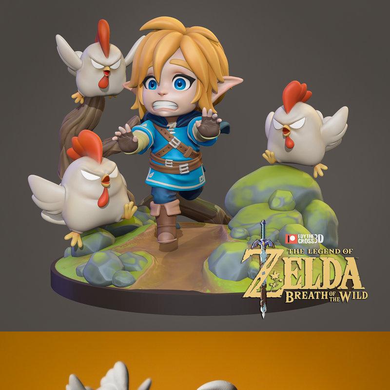 小精灵Link——塞尔达传说：旷野之息3D打印模型|NomNom Figures – Chibi Link – Zelda Breath of the Wild – 3D Print Model