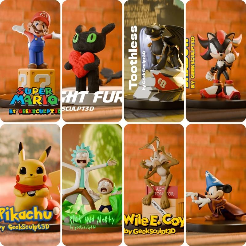 GeekSculpt3D 3D打印模型大礼包：动漫游戏角色立体模型集|GeekSculpt3D – Big Mult-Pack – 3D Print Model STL