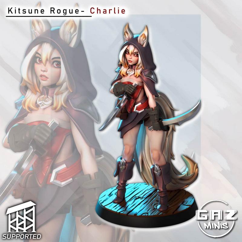 Gaz Minis 3D打印模型： kitsune rogue Charlie|Gaz Minis – Kitsune Rogue – Charlie – 3D Print Model