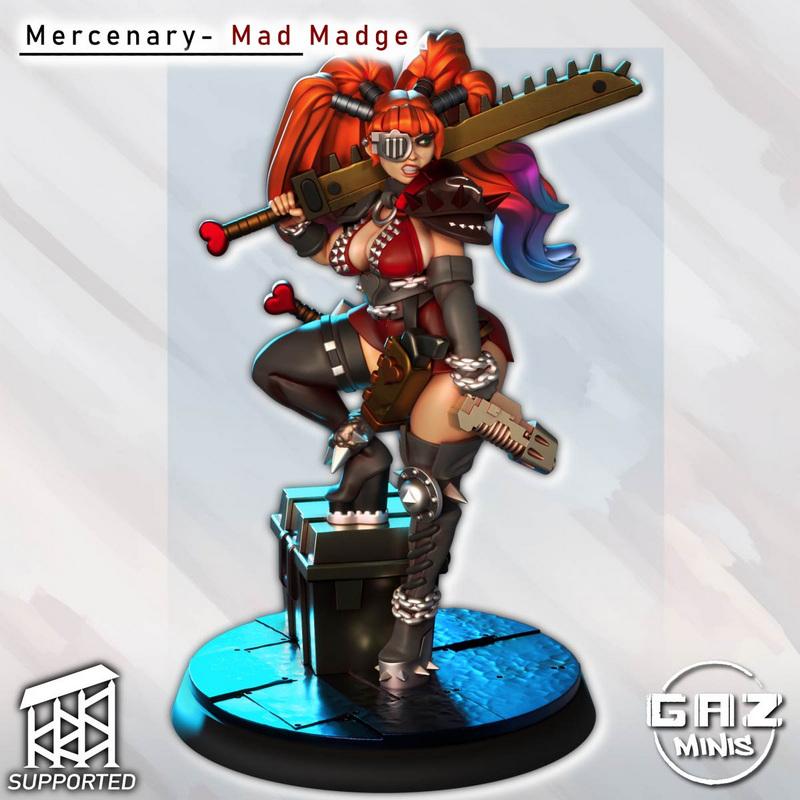 Gaz Minis 3D打印模型：Mad Madge角色模型|Gaz Minis – Mercenary – Mad Madge – 3D Print Model