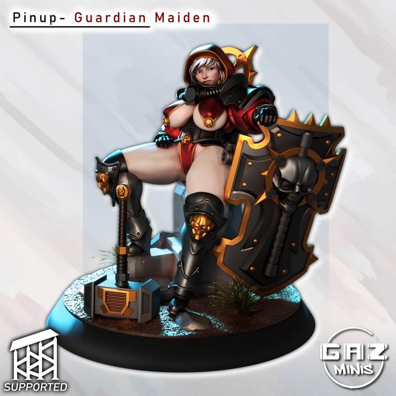 Gaz Minis 3D打印迷你模型：Pinup守护少女|Gaz Minis – Pinup – Guardian Maiden – 3D Print Model