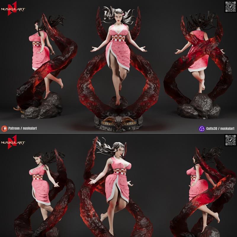 Nuskul艺术工作室 | 《鬼灭之刃》涅古佐· Kamado 3D打印模型|Nuskul Art – Nezuko Kamado – Demon SLayer – 3D Print Model STL
