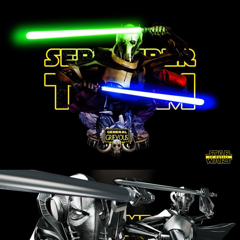 星球大战 3D打印模型 雷诺斯将军|Star Wars – General Grievous Bust – 3D Print Model