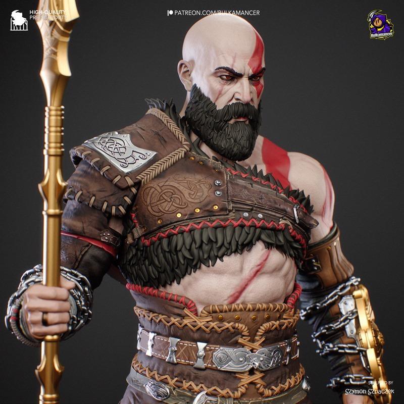 Bulkamancer 3D打印模型：Kratos角色雕塑|Bulkamancer Sculpts – Kratos – 3D Print Model STL