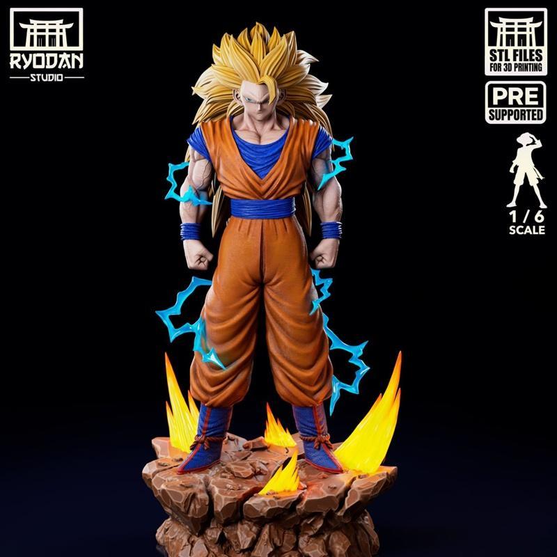 龙珠：悟空SSJ3 3D打印模型|Ryodan Studio – Goku SSJ3 – Dragon Ball – 3D Print Model STL