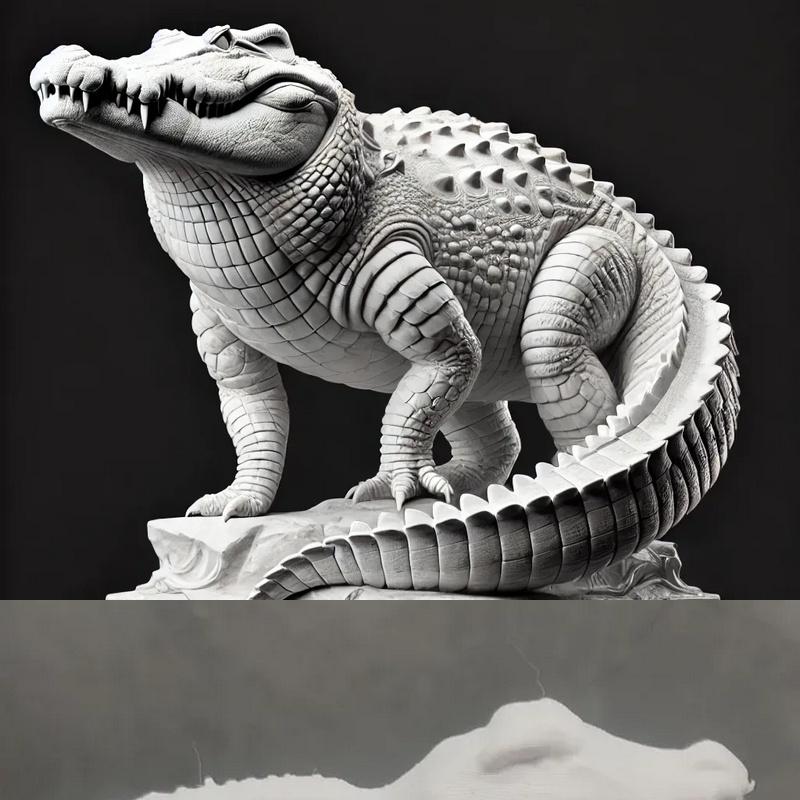 鳄鱼雕像 - 3D打印模型|Crocodile Statue – 3D Rrint Model