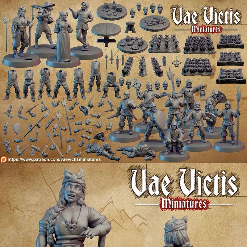 瓦尔维斯迷你模型——幻想村庄平民3D打印模型|Vae Victis Miniatures – Fantasy Village Commoners – 3D Print Model STL
