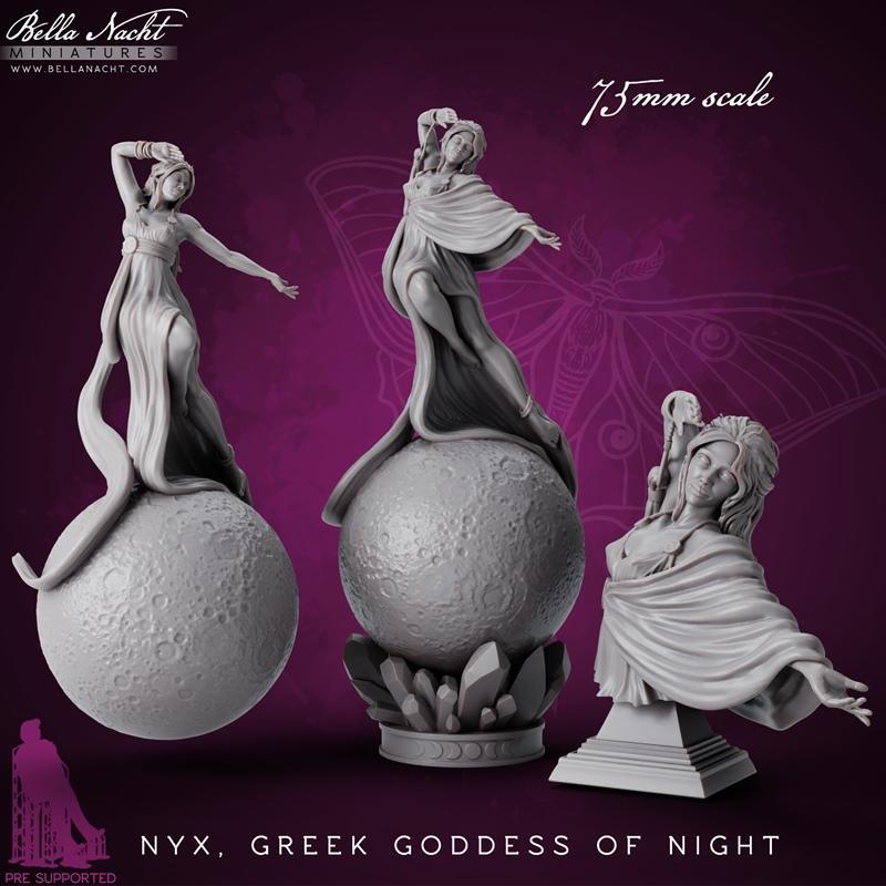 夜之女神尼克斯——3D打印模型|Nyx, Greek Goddess of Night – 3D Print Model STL