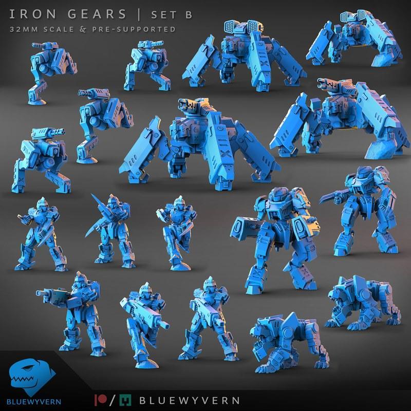 蓝龙之翼——铁齿轮——完整套装3D打印模型|BlueWyvern – Iron Gears – Complete Set B – 3D Print Model STL