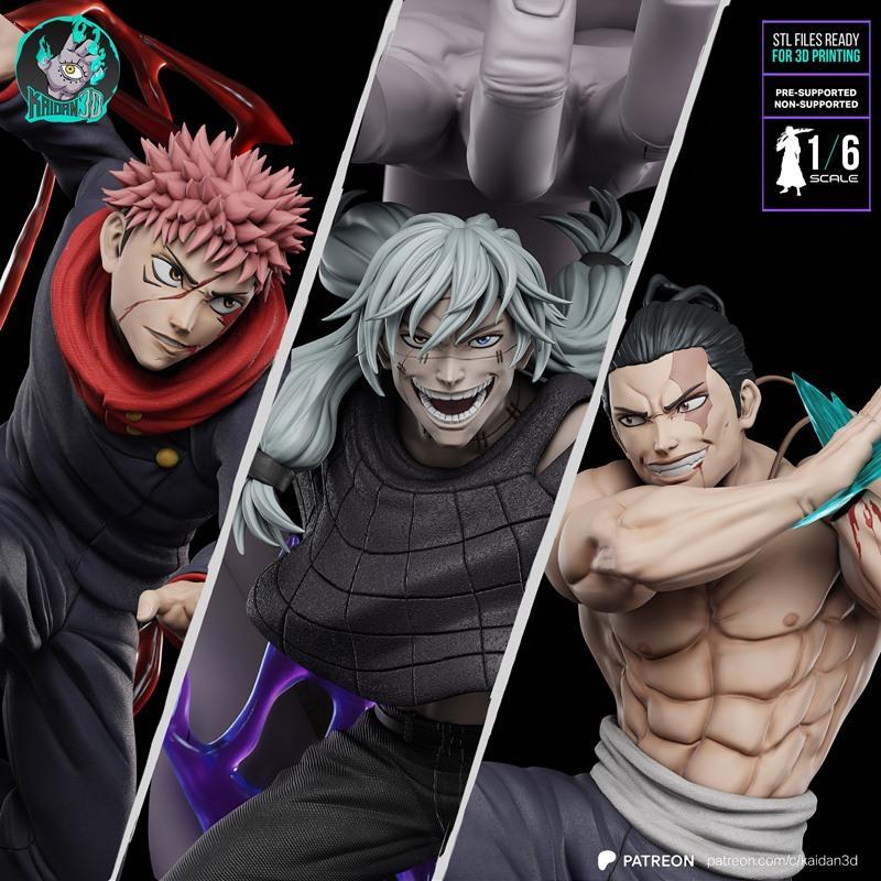 Kaidan3D - 《咒怨》Yuji x Todo vs Mahito 3D打印模型|Kaidan3D – Yuji x Todo vs Mahito – 3D Print Model STL