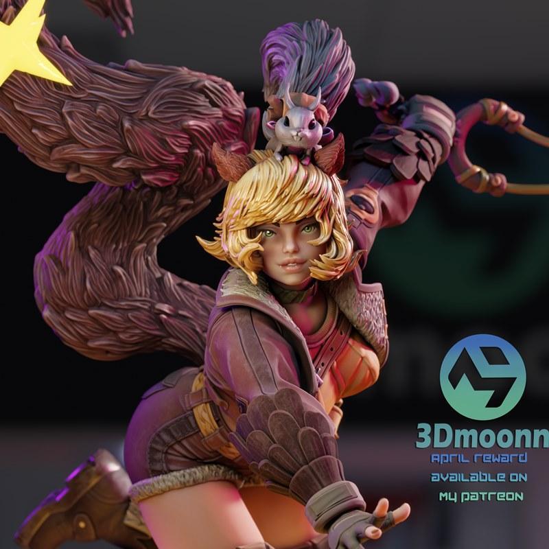 3D打印模型：Squirrel Girl（quirrel女孩）|3Dmoonn – Marvel – Squirrel Girl – 3D Print Model STL